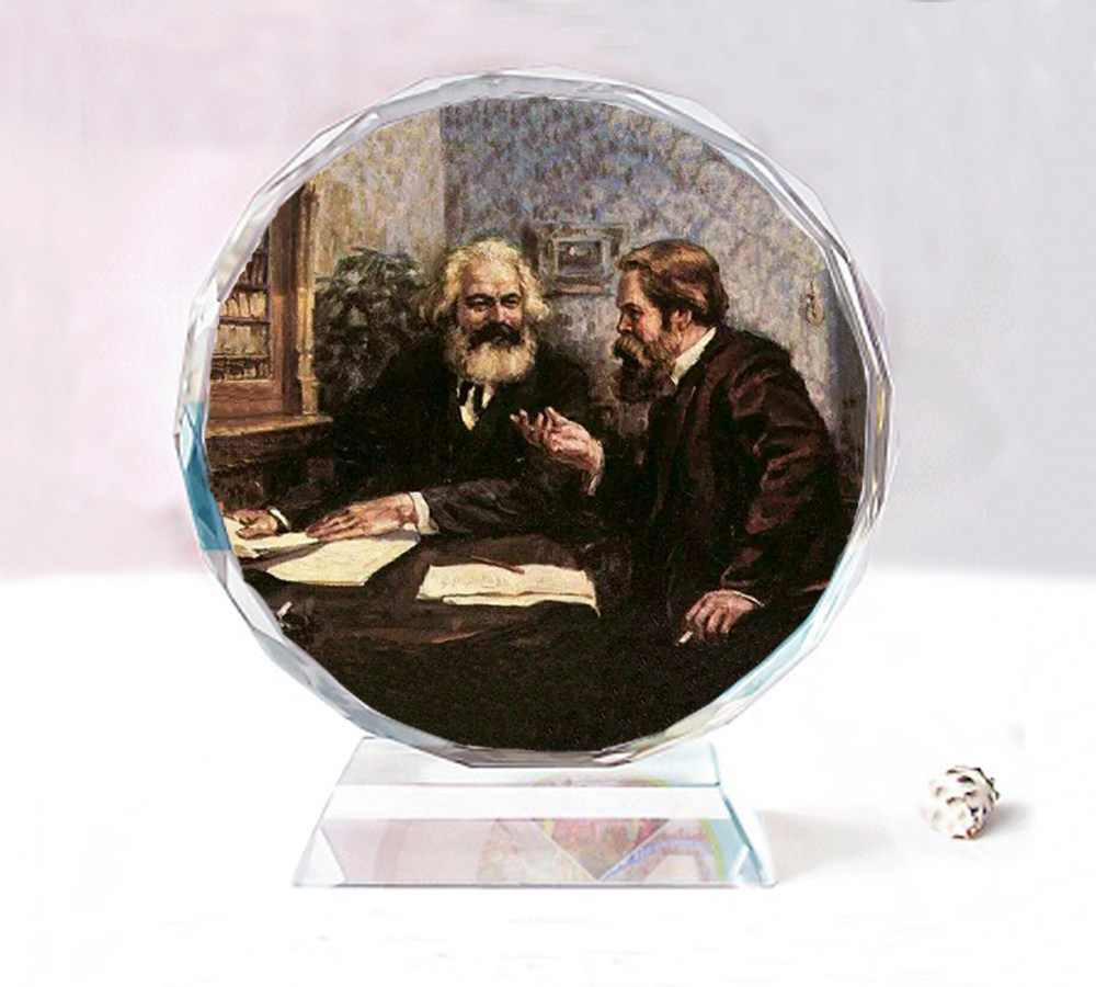 马克思恩格斯水晶像模型居家车载办公室摆件 创意生日礼物纪念品