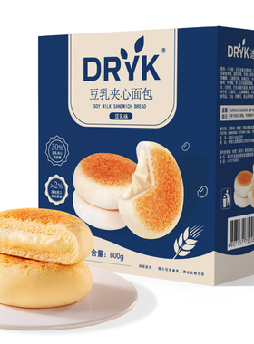 DRYK迪瓦克 豆乳夹心面包(豆乳味)800克盒装内独立小包装