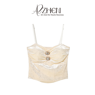 AZZHEN 千金重工冰花丝绒精致小吊带背心女 心房狙击