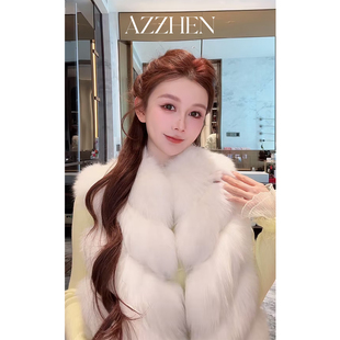 AZZHEN【雪国千金】百百进口狐狸毛马甲独家染色皮草外套贵气坎肩