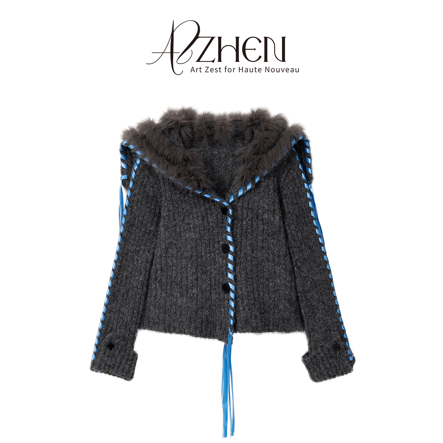 AZZHEN大翻领针织衫秋季慵懒毛衣