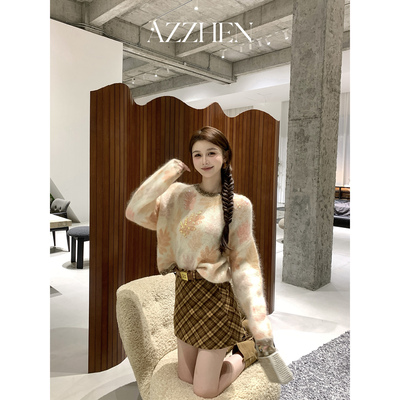 AZZHEN马海毛重工枫叶毛衣