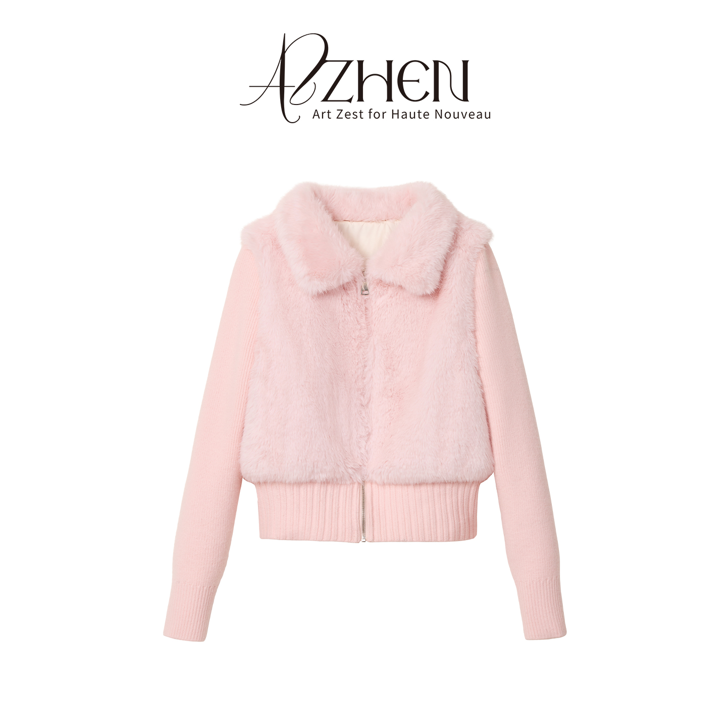 AZZHEN柔雾绒绒毛毛针织羽绒服