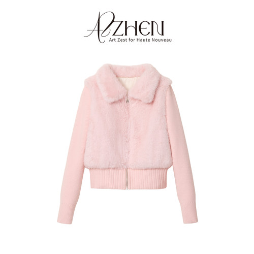 AZZHEN柔雾绒绒毛毛针织羽绒服