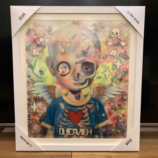 装饰画版画挂画下田光骷髅极简奶油风卡通简约装饰现代艺术装裱画