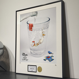 裱画 饰现代艺术装 装 饰挂画手稿可乐鸭子二创简约装