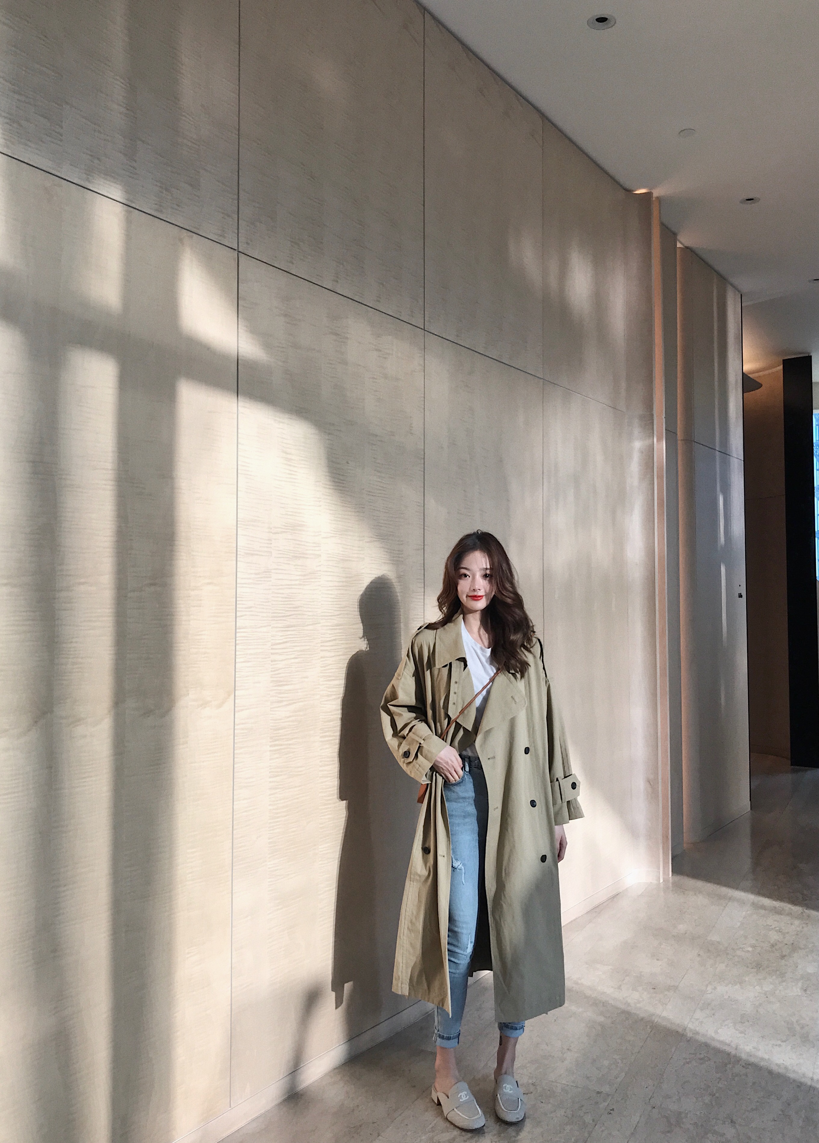 钱夫人CHINSTUDIO春季收腰风衣女中长款过膝气质女神休闲流行外套