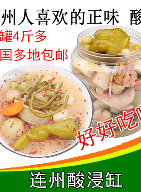 连州酸浸缸广东清远连州特产农家杂锦酸菜酸萝卜4斤全国多地包邮