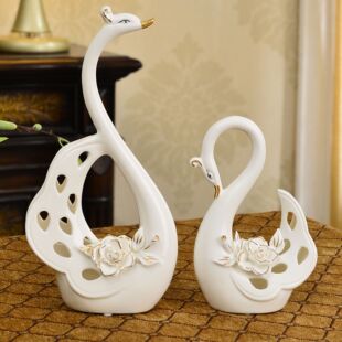 简约现代家居陶瓷小天鹅摆件客厅装饰品一对欧式创意工艺品结婚
