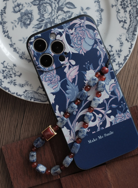 mms原创「蓝鸢」拼色新中式17复古风苹果iPhone16promax手机壳15pro精孔镜头全包14防摔13高级感文艺小众软壳