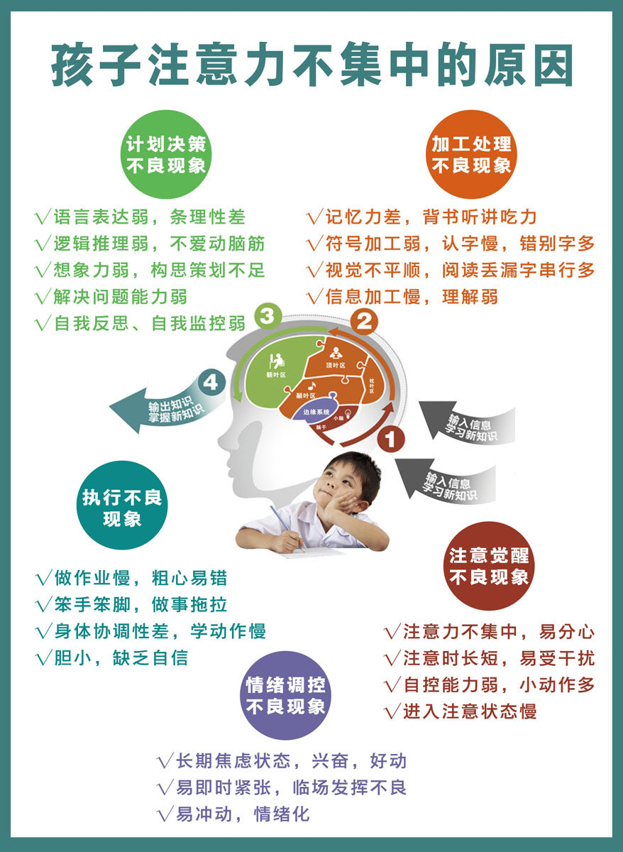 770中小学生孩子专注意力不集中的原因225海报印制展板喷绘装饰画