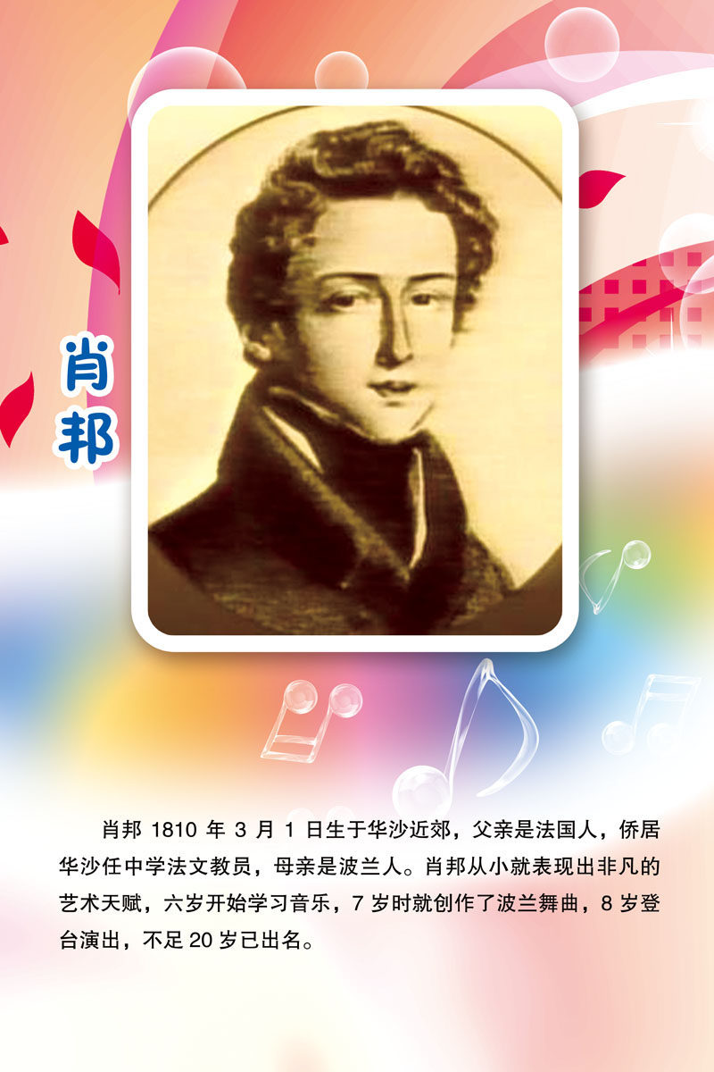 733画布海报展板喷绘素材贴纸894校园文化音乐家简介名言肖邦