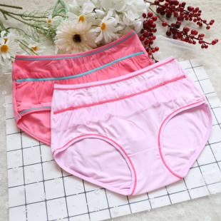 可爱少女性感胖mm三角裤 清仓6607荷叶边牛奶丝中腰大码 女士内裤