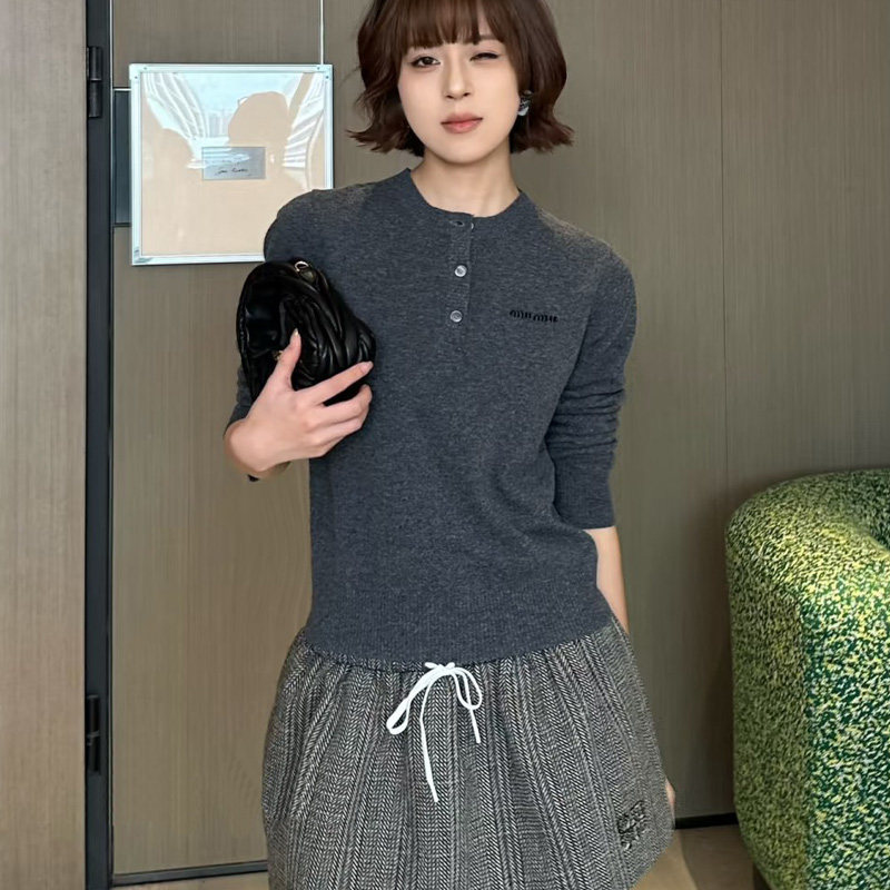 极简风半开襟毛衣女装2025羊毛衫