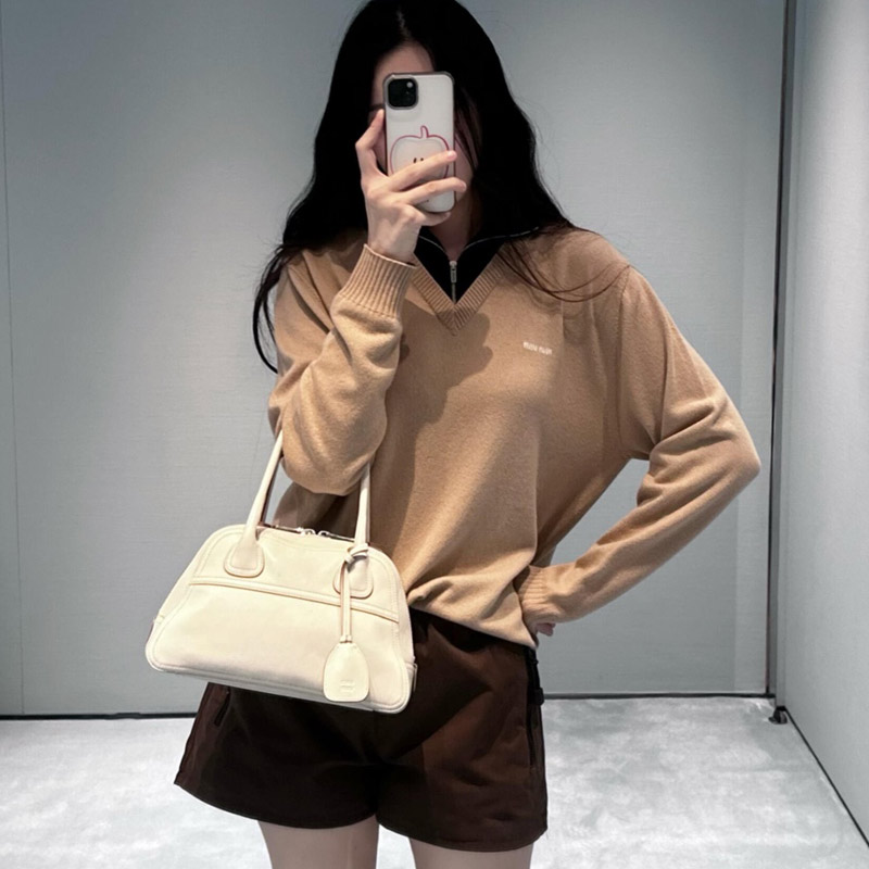 秋冬新款羊绒半拉链立领女针织衫