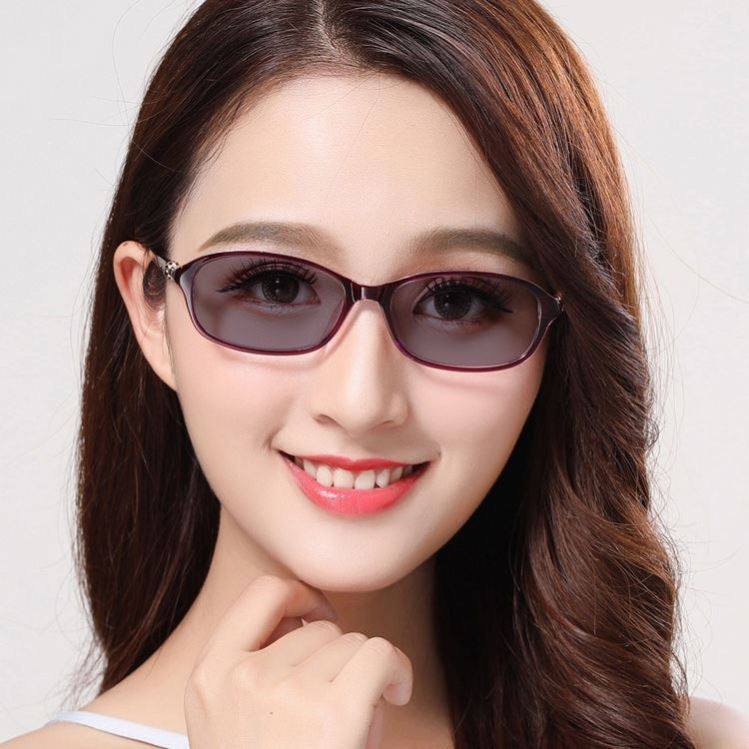 变色近视眼镜女士平光镜无度数日夜两用防紫外线防辐射变色太阳镜
