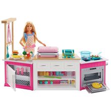 现货美国美泰BARBIE芭比娃娃厨房套装儿童女孩公主过家家玩具礼物
