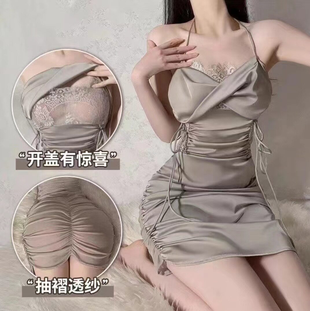 百媚轻奢蕾丝网纱大码睡裙