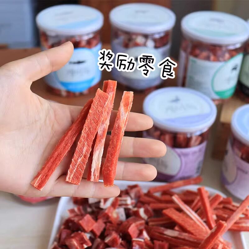 韩国BREEDERLAB五花牛肉粒鸭肉条宠物犬用训练奖励狗零食桶装200g