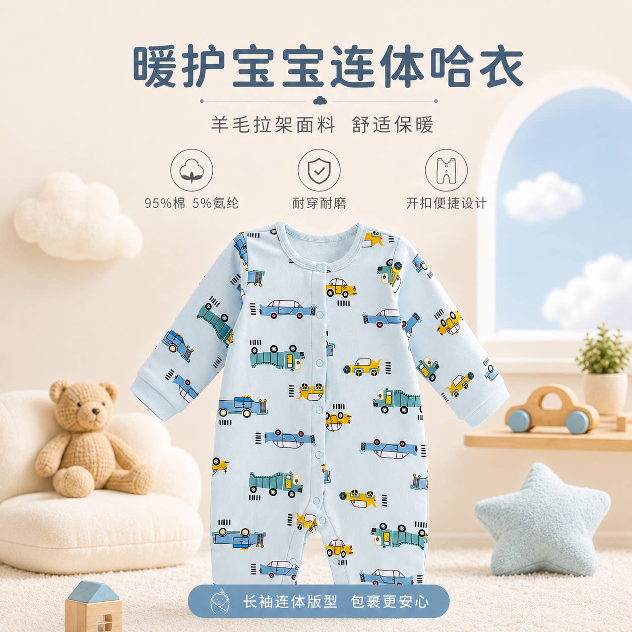 Catasy秋冬保暖宝宝卡车连体爬服