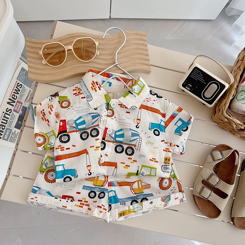 Нарукавники для мальчиков, летний комплект, мультяшная детская мужская рубашка, летняя одежда, короткий рукав