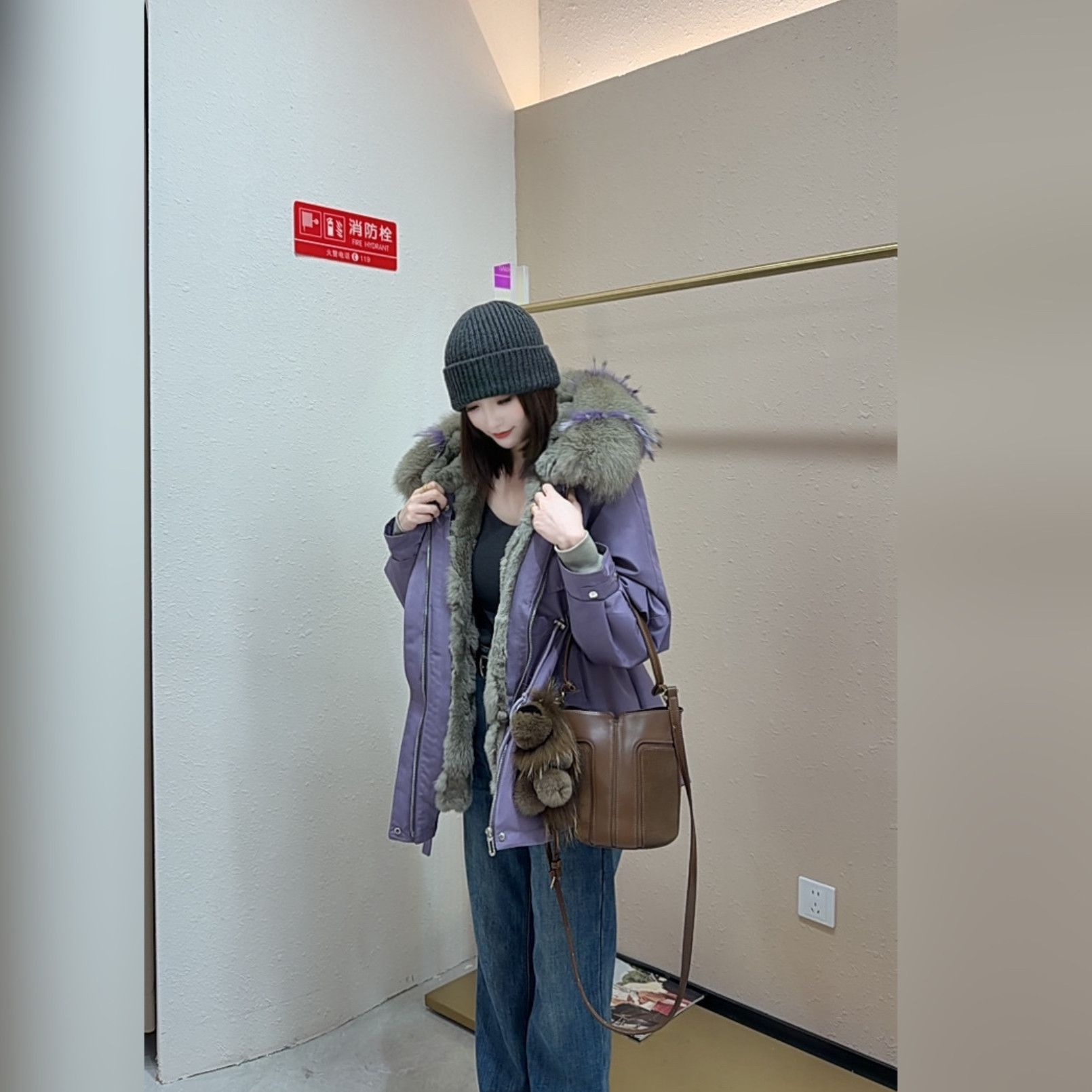 【小狐仙】冬季高端獭兔毛内胆一衣两穿收腰显瘦女士派克服