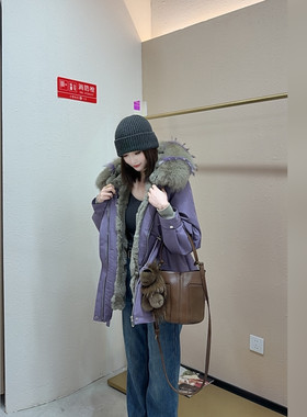 【小狐仙】冬季高端獭兔毛内胆一衣两穿收腰显瘦女士派克服