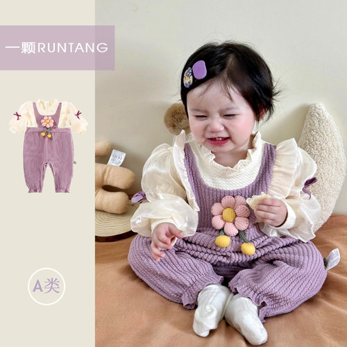 婴儿衣服假两件连体哈衣