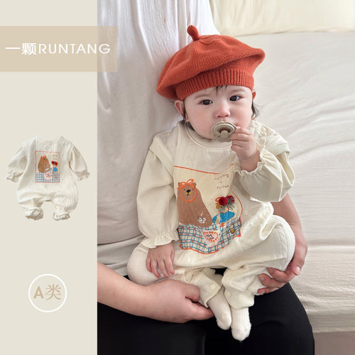 婴儿衣服秋季卡通哈衣爬服