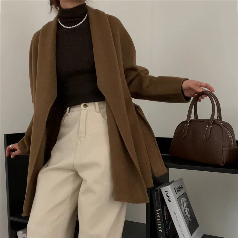 30%羊绒高货双面羊绒大衣女新款简约浴袍爆款气质宽松