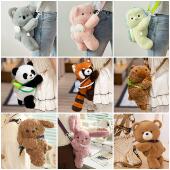 狐狸儿童玩偶趴熊猫背包动物单肩考拉浣熊趴包毛绒小猪斜挎包