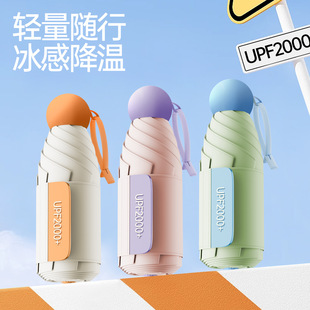 高颜值撞色超强防晒五折伞多巴胺系列加宽伞带易收纳小巧便携晴雨