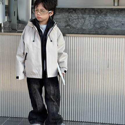 冬季儿童羽绒服短款加厚保暖男童女童可拆卸内胆宝宝三合一冲锋衣