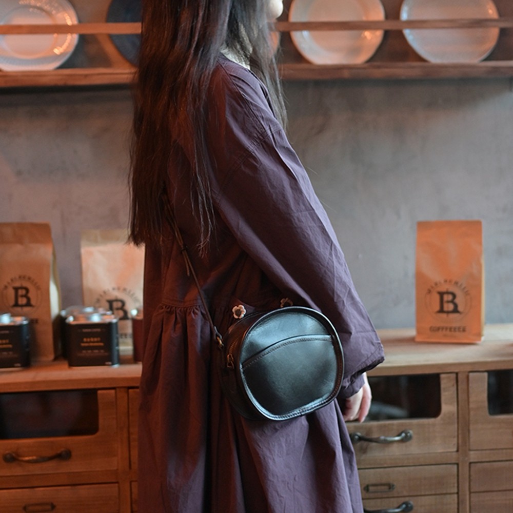 2025真皮圆形收纳零钱包树膏皮 头层牛皮复古高档拉链手包,箱包皮具/热销女包/男包,单肩包,淘宝优惠券,粉丝福利购,淘宝优惠卷