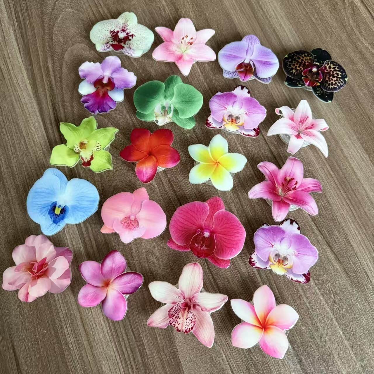 仿真兰花百合鸡蛋花手机支架粘贴便携多功能支撑气囊伸缩支架