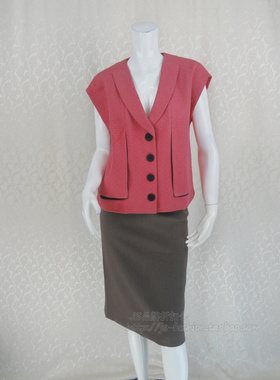 140元2件玛K曼K M*MANCO 正品女春秋全棉西装领甜美马夹9820012