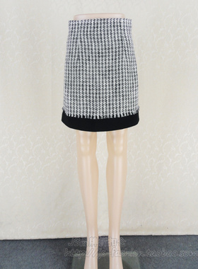 100元2件清仓!玛*曼K M* MANCO 女春秋雅致格子包臀短裙9100096