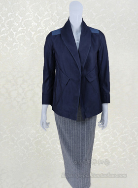 100元2件清仓!V*VA HE*RT 正品折扣 深蓝色拼色女春秋外套 51001