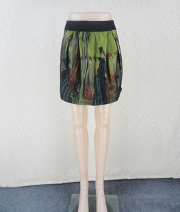 100元 卡VON女春夏欧根纱印花半身裙O型花苞包臀裙短裙3A210WF 2件