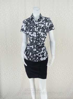 100元4件!摩卡奴MOCANO专柜正品女春夏棉斑驳印花短袖衬衣70634