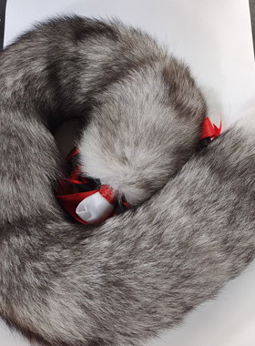 哈士奇狗尾巴银蓝狐狸白尾巴尖深棕灰色真狐狸毛狼狗尾巴小众性感