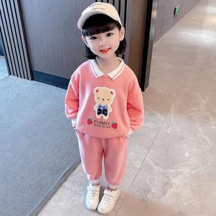 時髦洋氣兒童裝 女童衛(wèi)衣套裝 2025年新款 小童寶寶秋裝 春秋季 兩件套