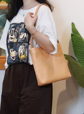 中号化缘包 植鞣牛皮单肩斜挎包休闲百搭