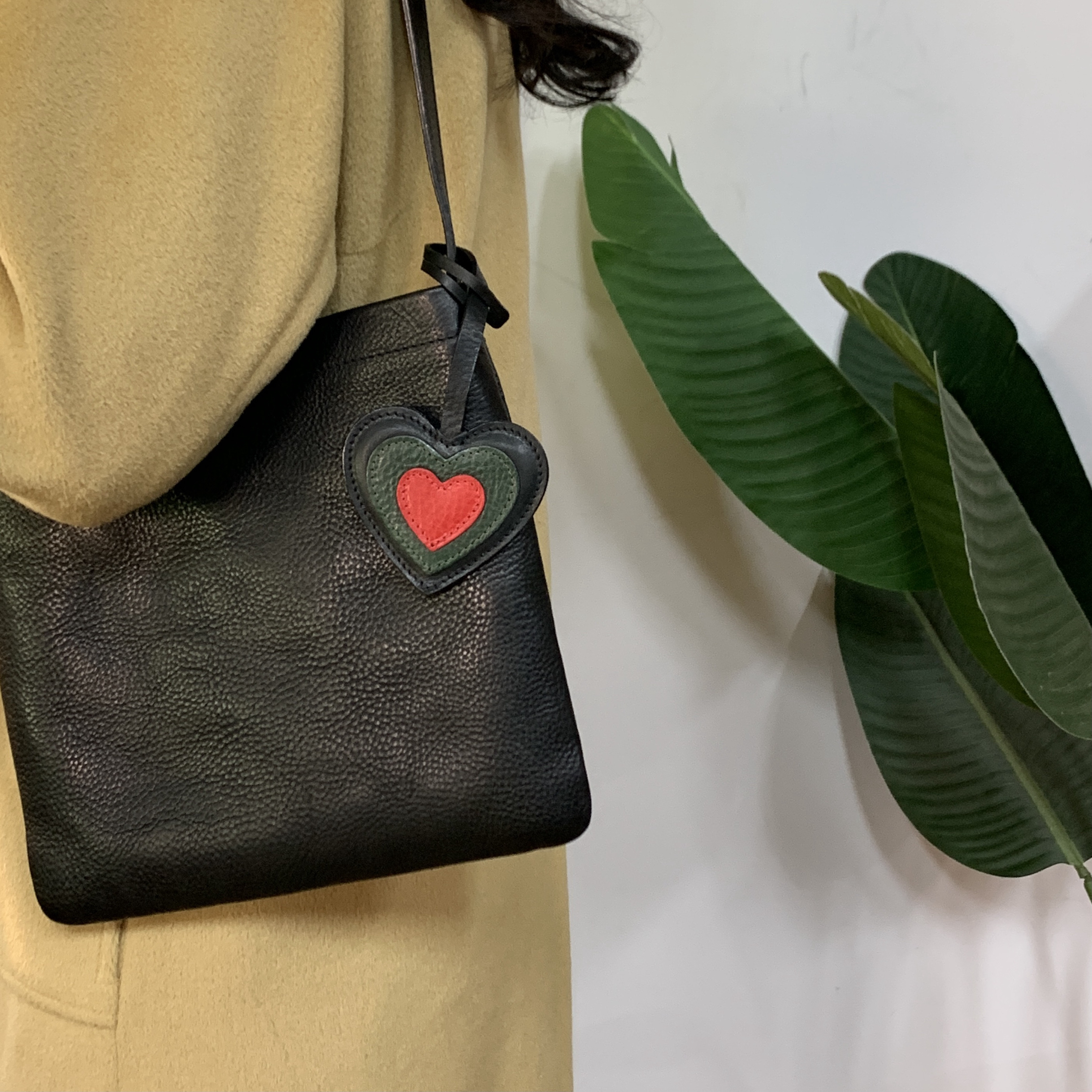 桃心挂件 爱心包包挂饰 真皮手工饰品mbox植鞣牛皮鹿皮