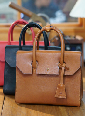 高定mbox植鞣牛皮小铂金 通勤手提包气质女包复古真皮经典简约