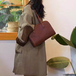 大宽宽包  头层植鞣牛皮MBOX皮鹿皮单肩腋下包宽宽包真皮简约