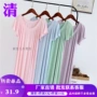 Đồ ngủ bằng sợi tre nữ mùa hè váy ngủ modal tay ngắn phần cotton mỏng Phiên bản Hàn Quốc của dịch vụ gia đình lỏng lẻo dài - Đêm đầm đồ bộ mặc nhà