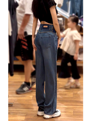 阔腿牛仔裤女天丝超薄2025夏季新款软牛仔小个子超火冰丝高腰直筒