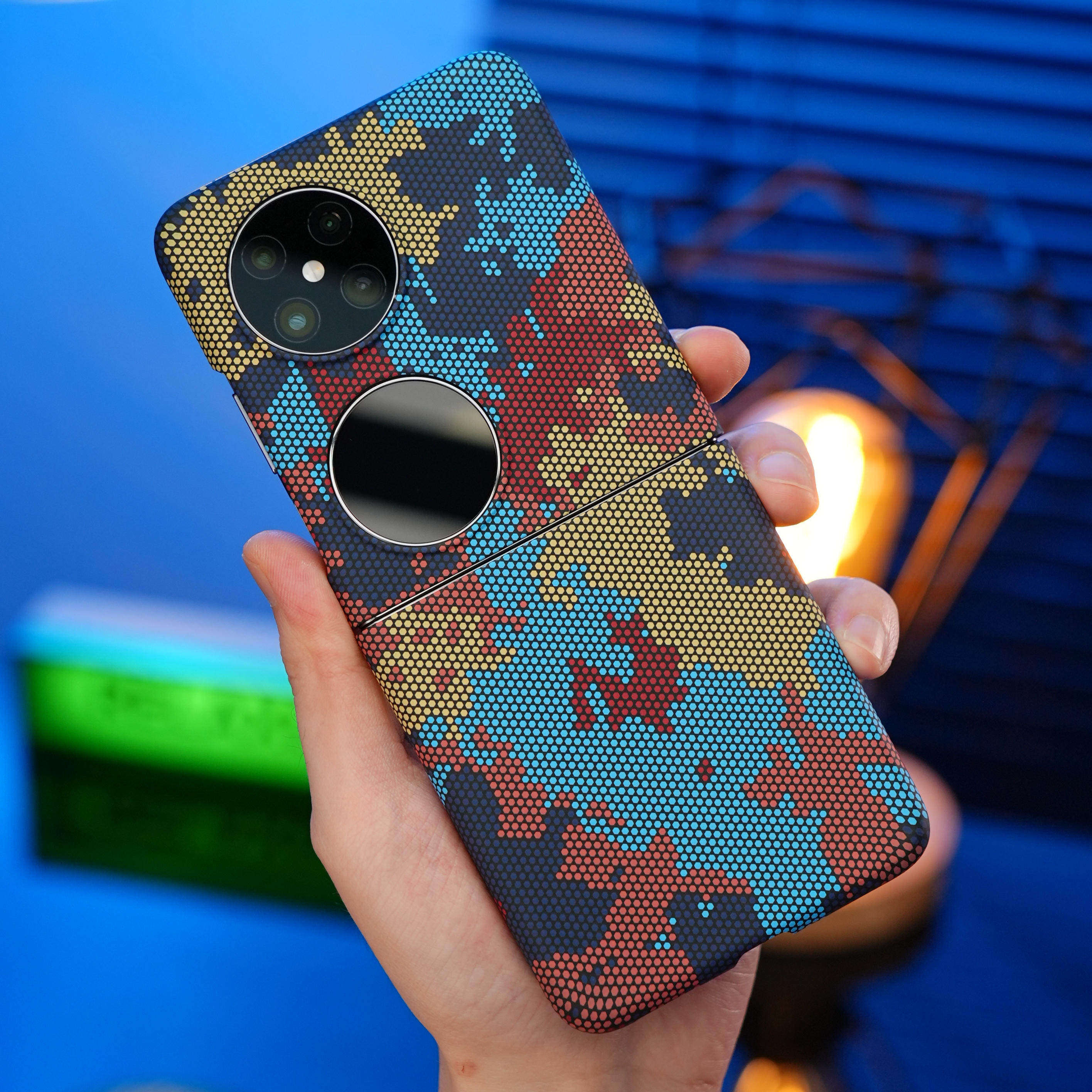 适用华为Pocket2壳迷彩磨砂华为P50pocket折叠屏保护套华为pockets碳纤维纹新款外壳个性男女迷彩壳