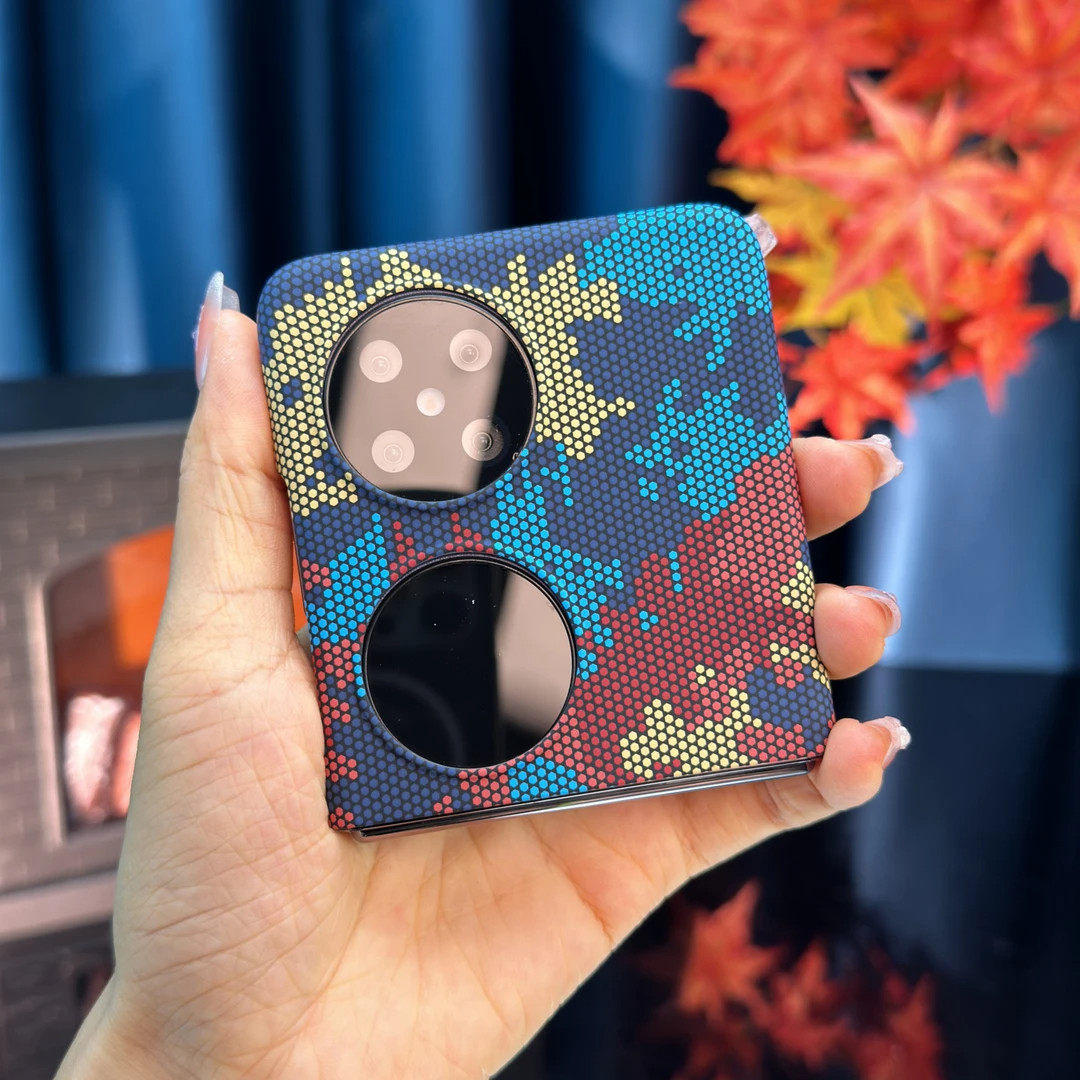 适用华为pocket2壳新品凯夫拉纹P5 0Pocket折叠屏翻盖全包碳纤维纹壳超薄磨砂防摔保护套高端商务PC硬新